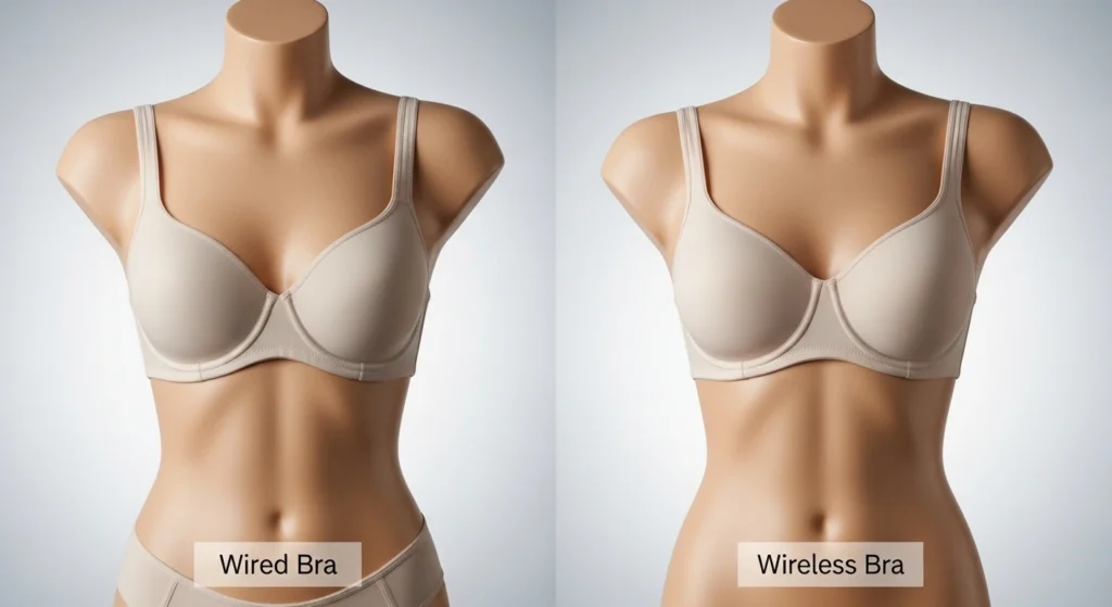Wired bra vs wireless bra support difference